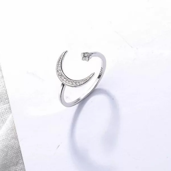 💎NEW💎 925 STERLING SILVER MOON & STARS RI - Picture 6 of 9